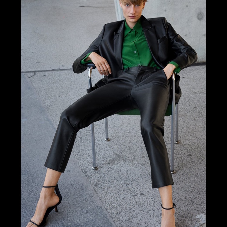 Nwt Zara Faux Leather Chino Pants